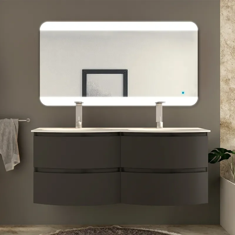 baden haus vague 1400 graphite double vanity unit: 4 drawers, handleless
