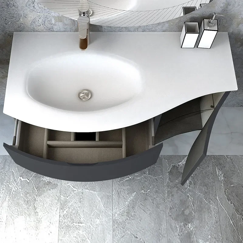 baden haus vague 1030 anthracite vanity unit: left hand basin, 2 drawers, handleless