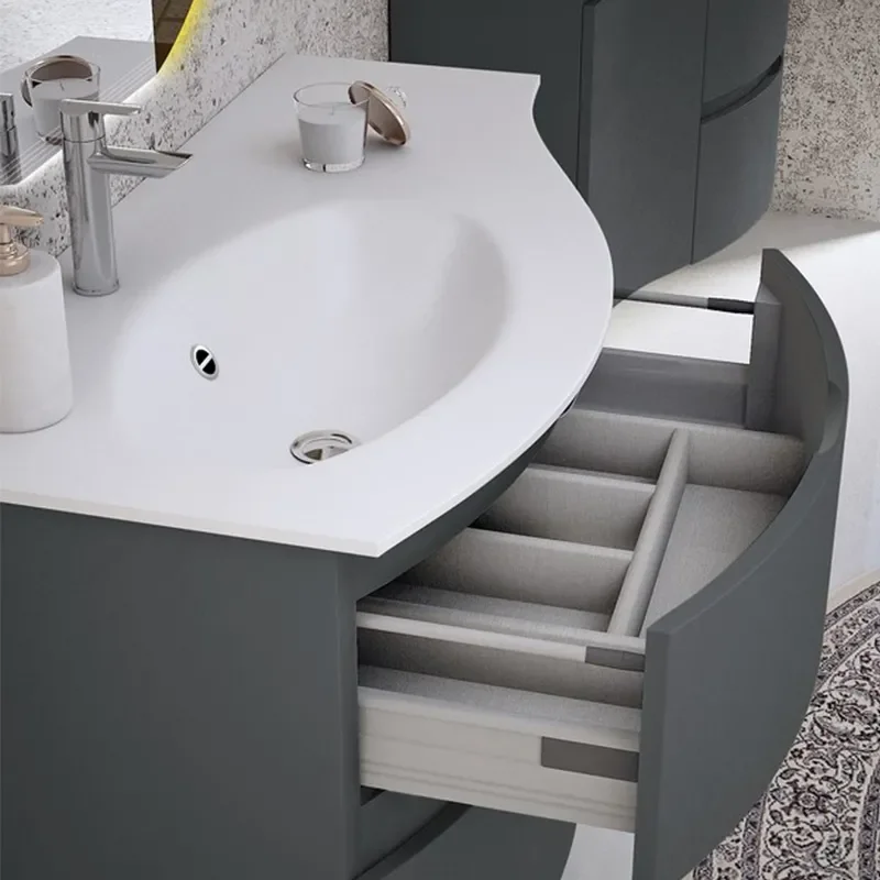 baden haus vague 1030 anthracite vanity unit: left hand basin, 2 drawers, handleless