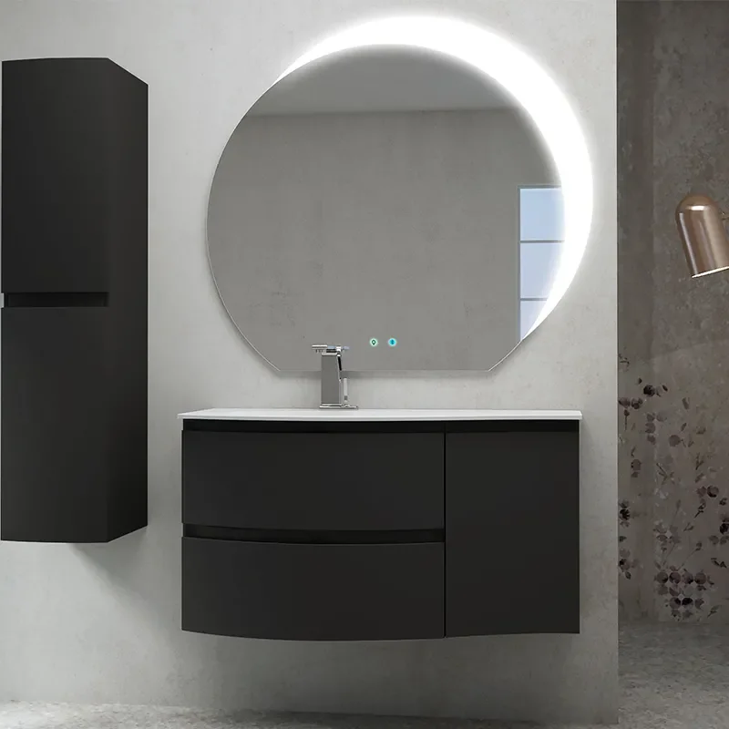 baden haus vague 1030 graphite vanity unit: left hand basin, 2 drawers, handleless