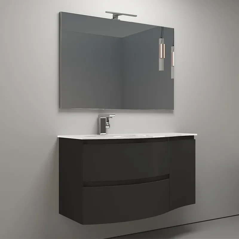 Product Image for Baden Haus Vague 1030 Graphite Vanity Unit with Left Hand Basin, 2 Drawers, Handleless