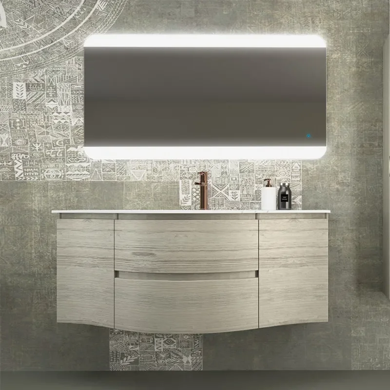 Product Image for Baden Haus Vague 1400 Bleached Oak Vanity Unit with Central Basin, Handleless