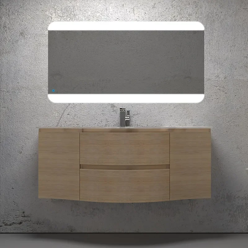 baden haus vague 1400 tobacco oak vanity unit: central basin, handleless