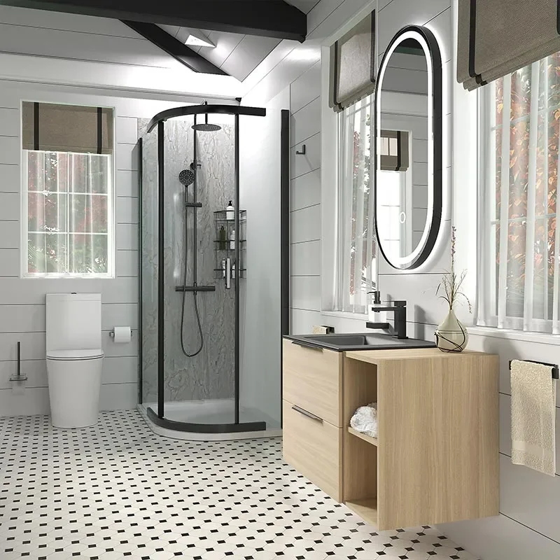 alani black offset shower suite 900 vanity unit