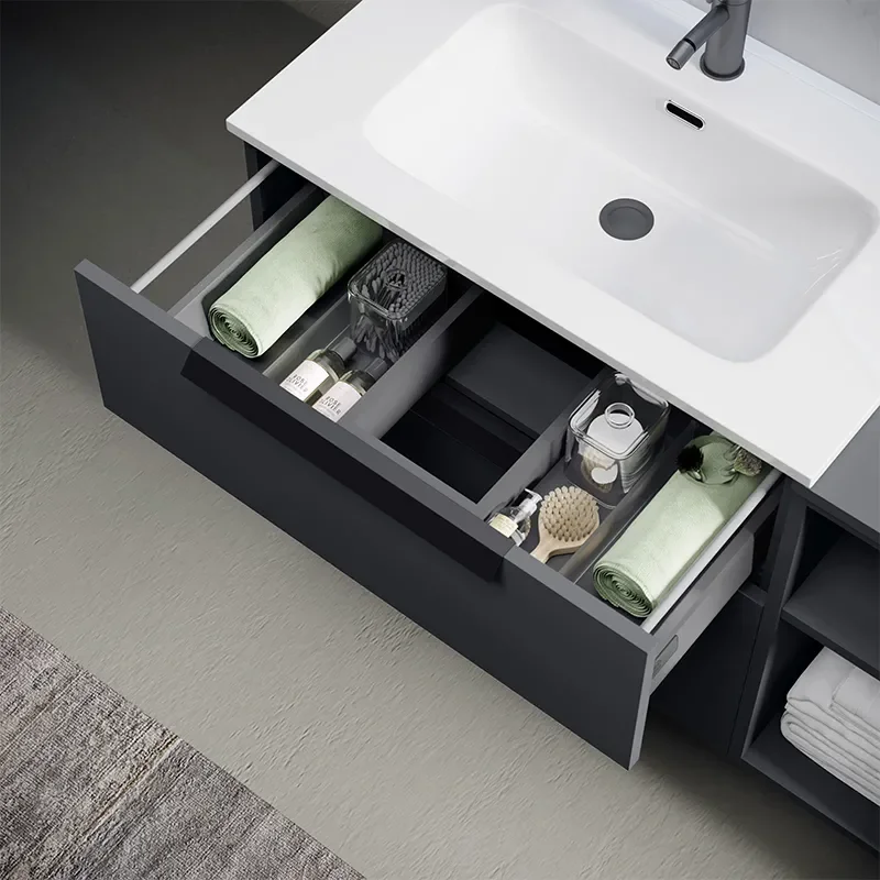 urban matt grey 1780 double vanity unit with central storage