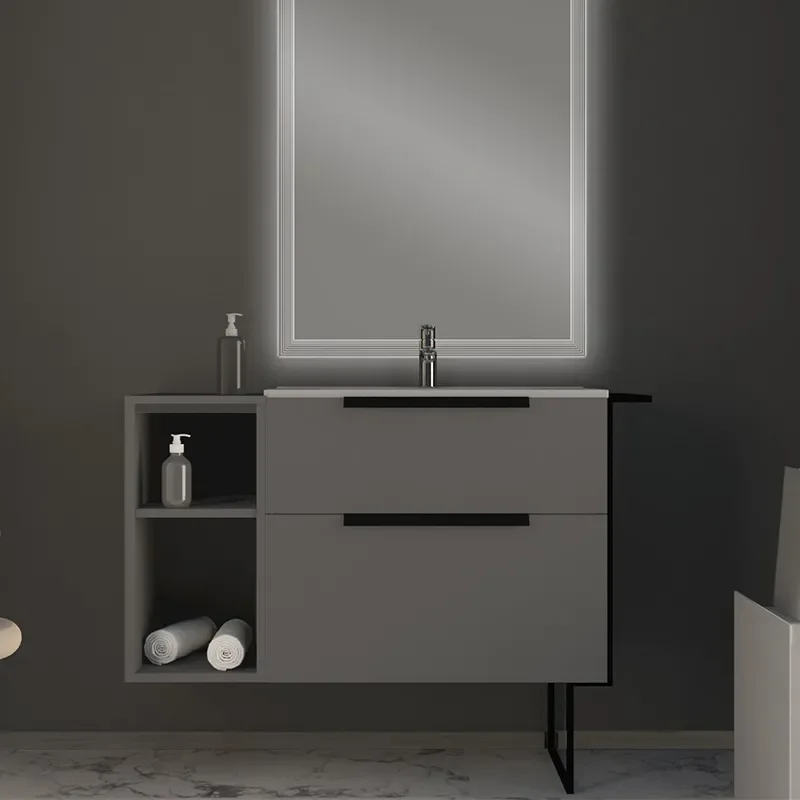urban matt grey 740 vanity unit with side cabinet