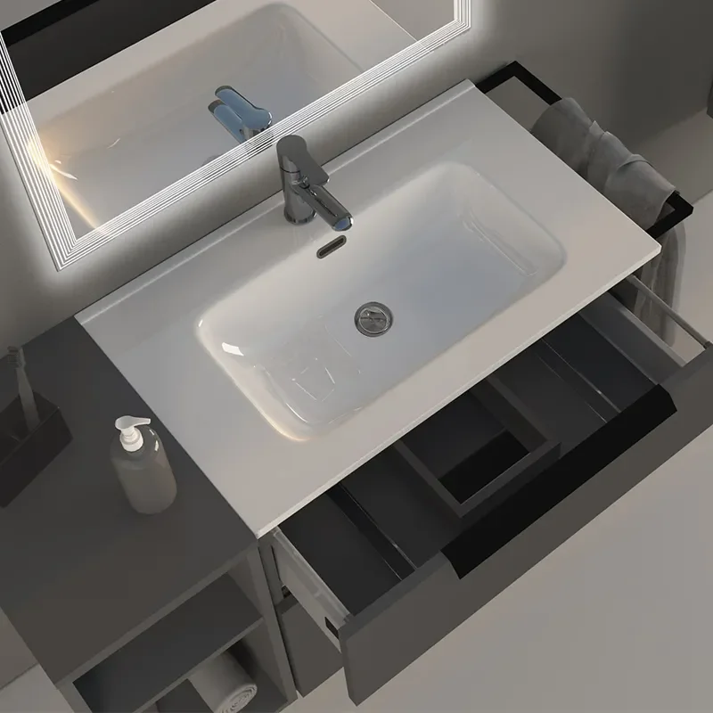 urban matt grey 740 vanity unit with side cabinet