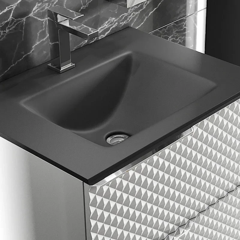Elvia 600mm White Vanity Unit with Black Basin, Chrome Handles & Legs