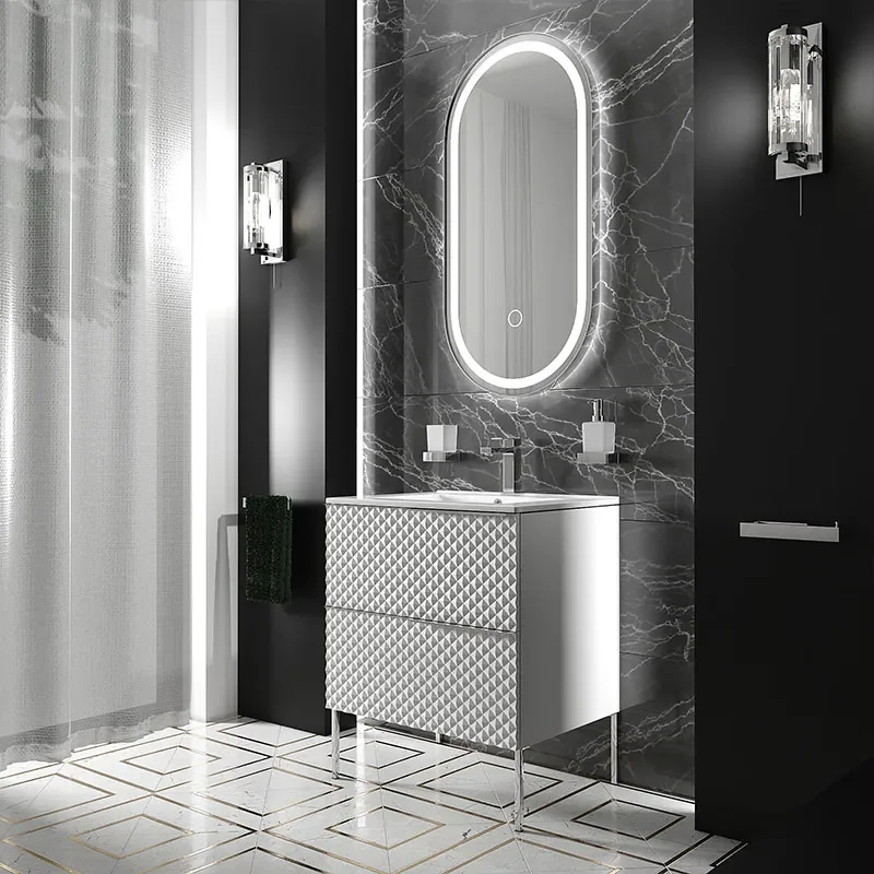 Elvia 600mm White Vanity Unit with White Basin, Chrome Handles & Legs