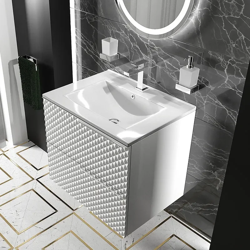 Elvia 600mm White Vanity Unit with White Basin, Chrome Handles & Legs