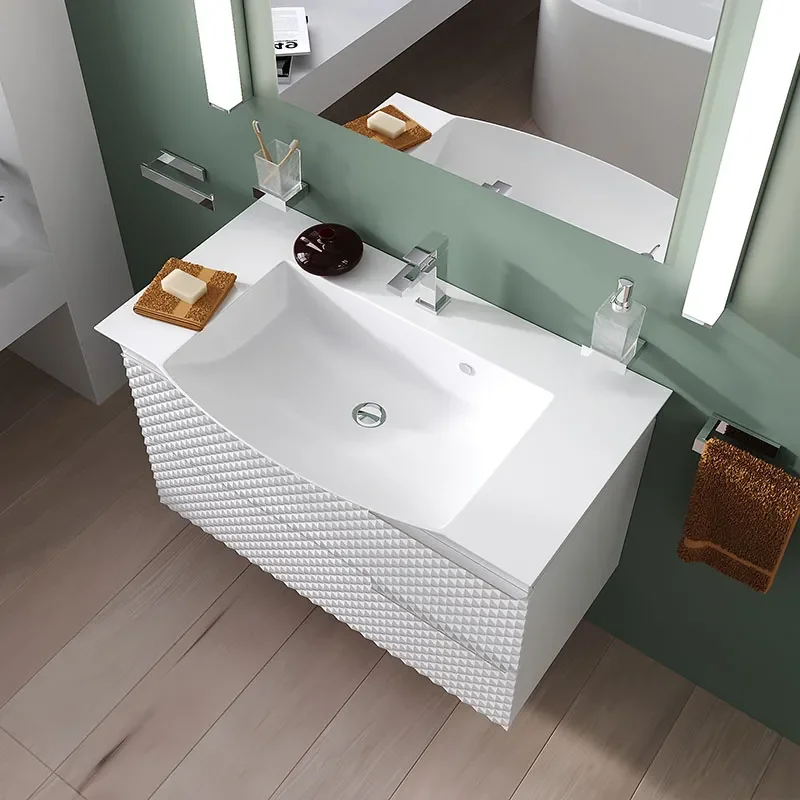 Elvia 950mm White Vanity Unit with White Basin, Chrome Handles