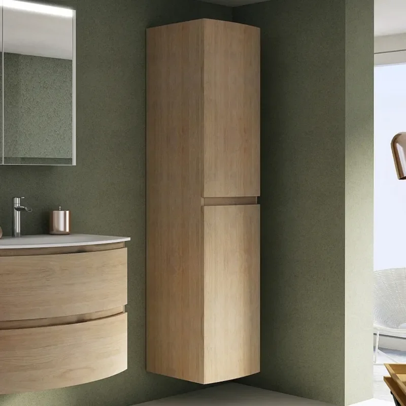 Room Scene View of Tall Wall Unit in Oak
