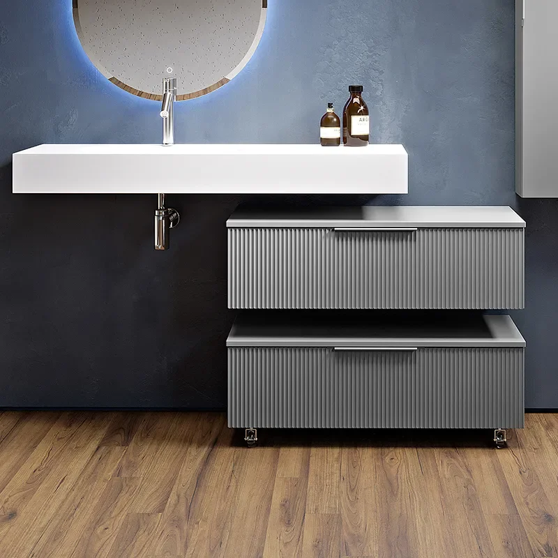 premium 1200 wall hung sink with optional cloud grey drawer storage