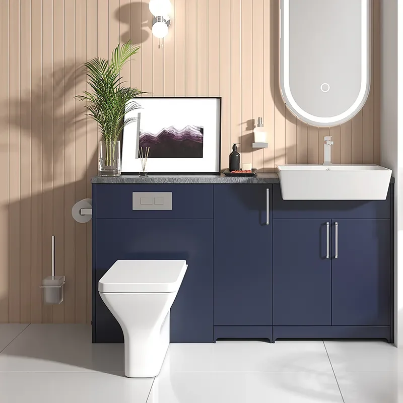Oliver 1500 Navy Blue Fitted Furniture Chrome
