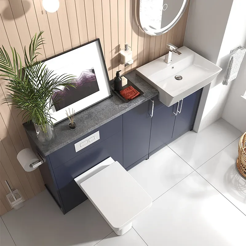Oliver 1500 Navy Blue Fitted Furniture Chrome