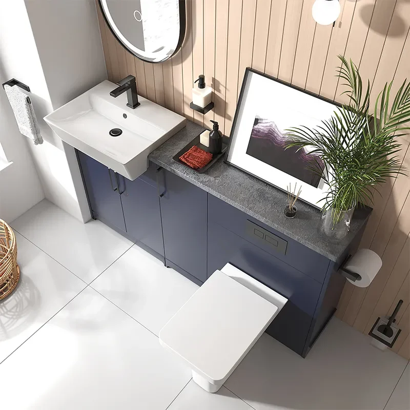 Oliver 1500 Navy Blue Fitted Furniture Black