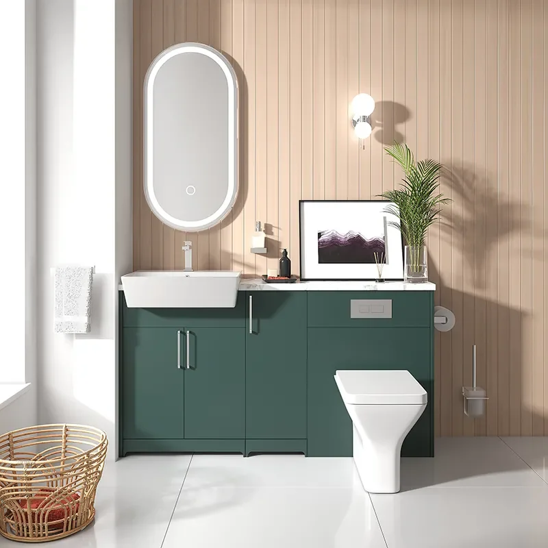 oliver chrome 1500 matt green vanity and toilet package