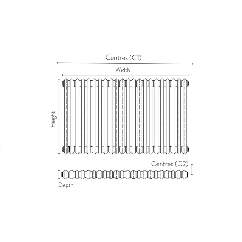 effendi 2 column horizontal raw metal designer radiator