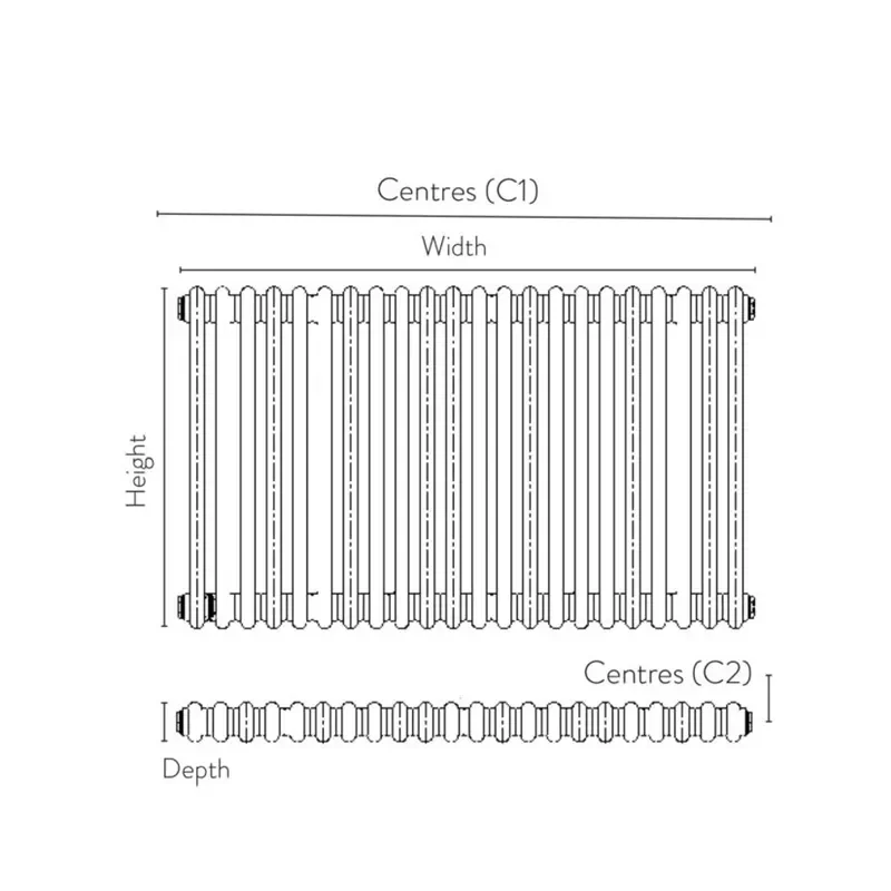 faye 3 column horizontal raw metal designer radiator