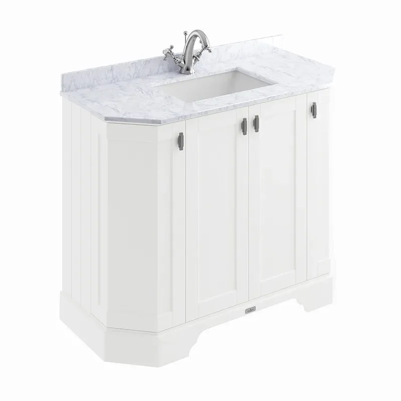 BC Designs victrion 1000 nimbus white vanity unit with marble top