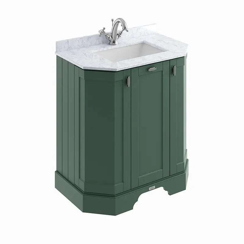 BC Designs victrion 750 forest green vanity unit with marble top