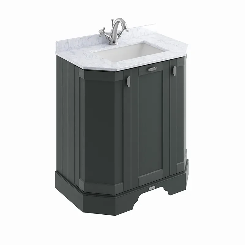 BC Designs victrion 750 dark lead vanity unit with marble top