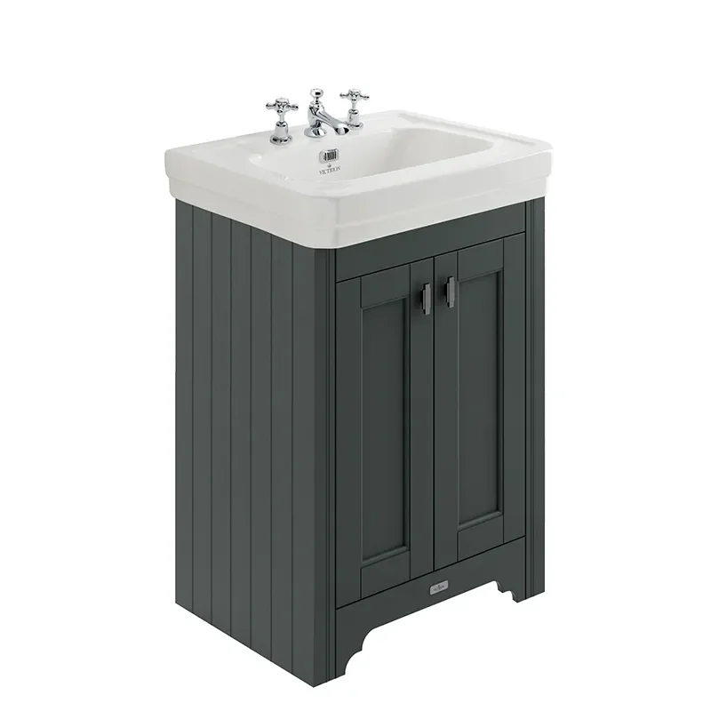 bayswater victrion 640 dark lead vanity unit with marble top