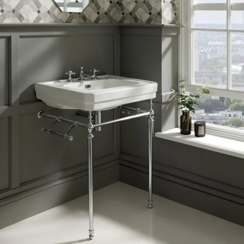 bayswater victrion 640 basin with ornate washstand and optional towel rail