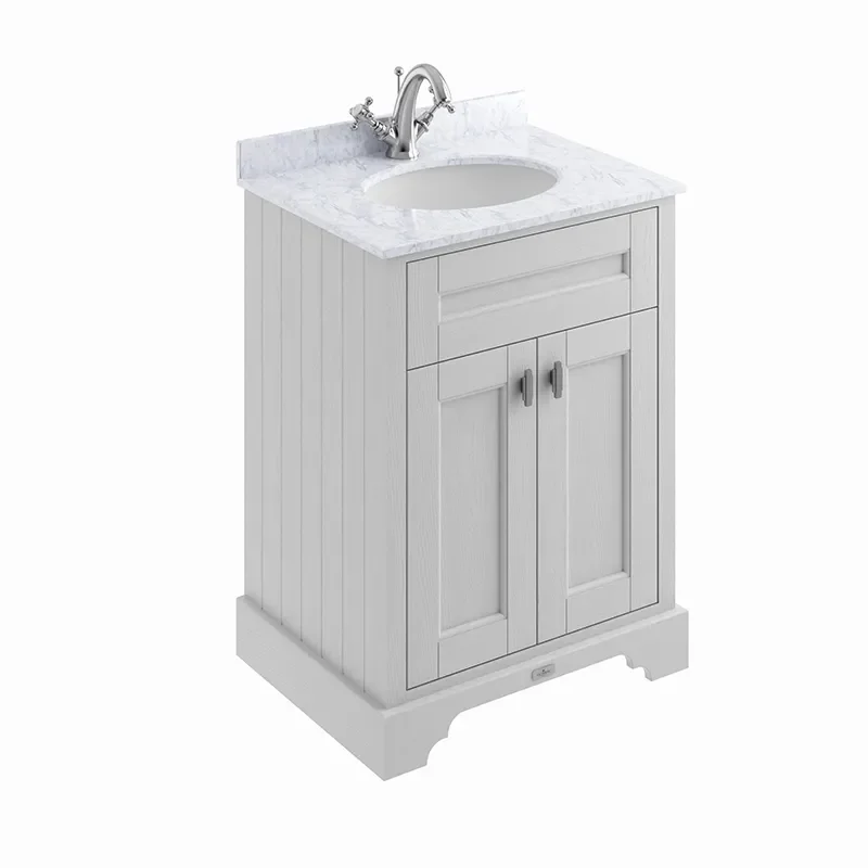 BC Designs victrion 600 earls grey vanity unit with marble top