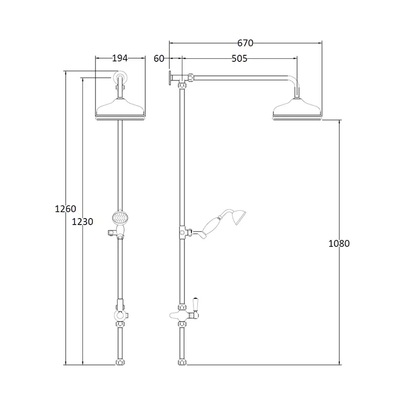 Image for Bayswater Victrion Chrome Rigid Riser Shower Kit with Head and Optional Exposed Valve