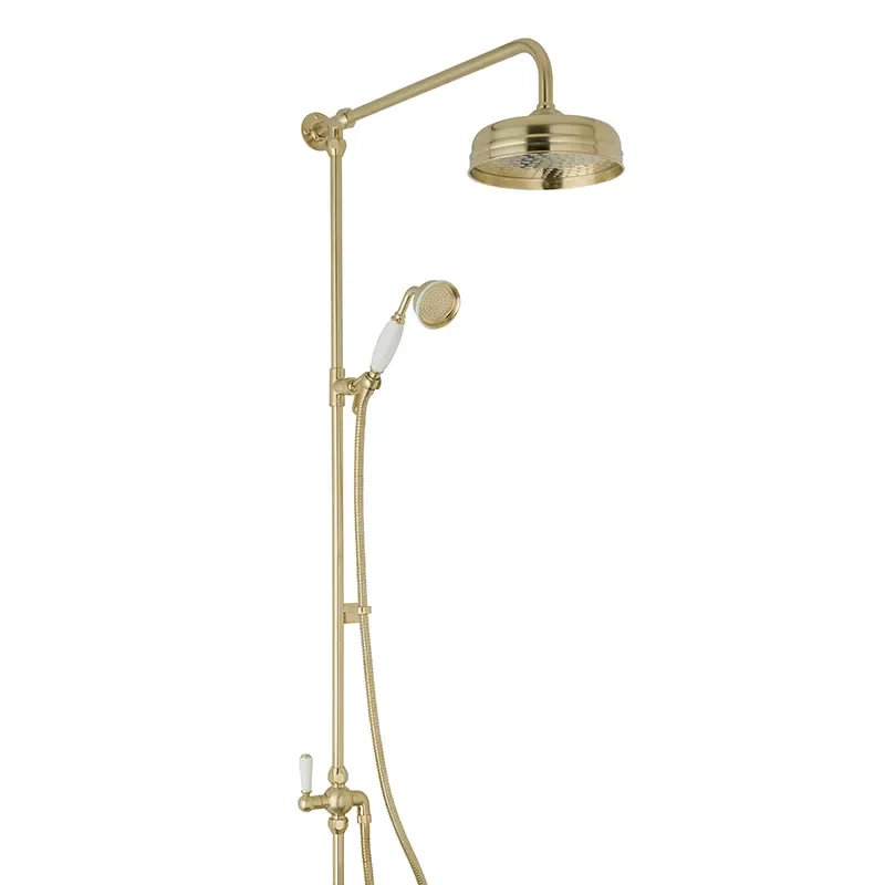 BC Designs victrion brushed gold rigid riser shower kit with head