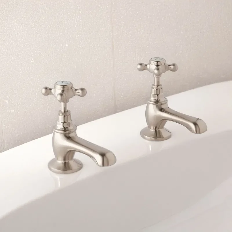 bayswater victrion brushed nickel crosshead basin pillar taps