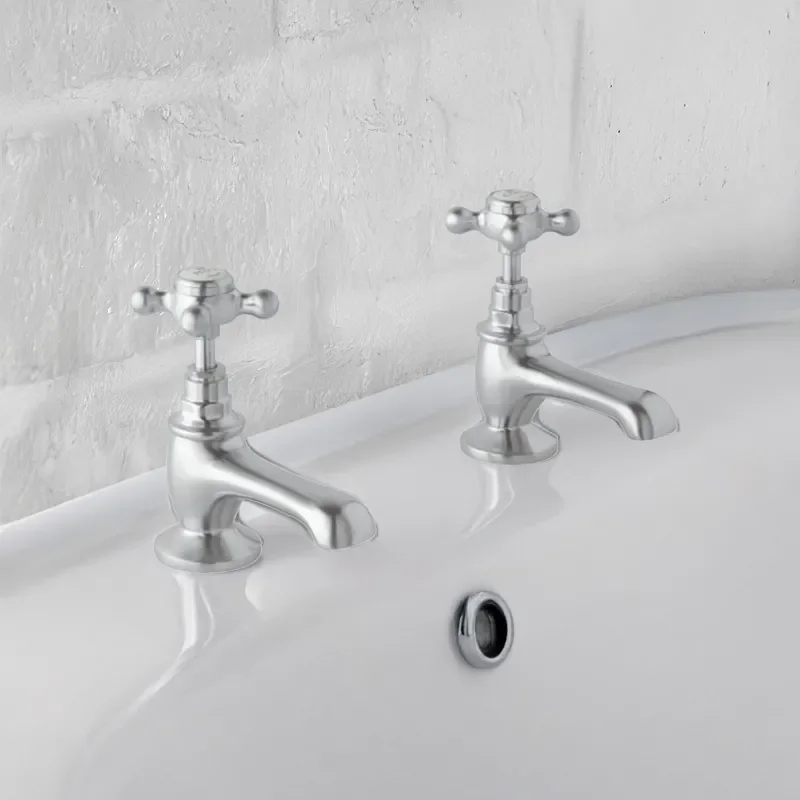 bayswater victrion brushed chrome crosshead basin pillar taps