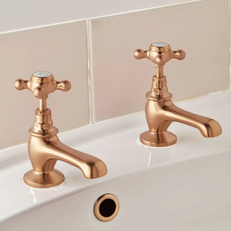 BC Designs victrion brushed copper crosshead basin pillar taps