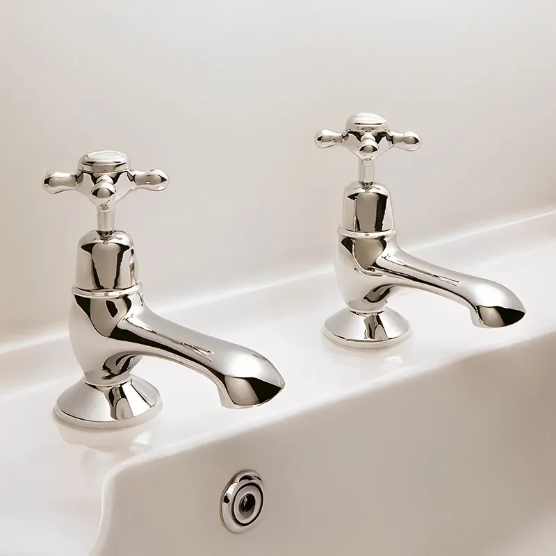 BC Designs victrion nickel crosshead bath pillar taps