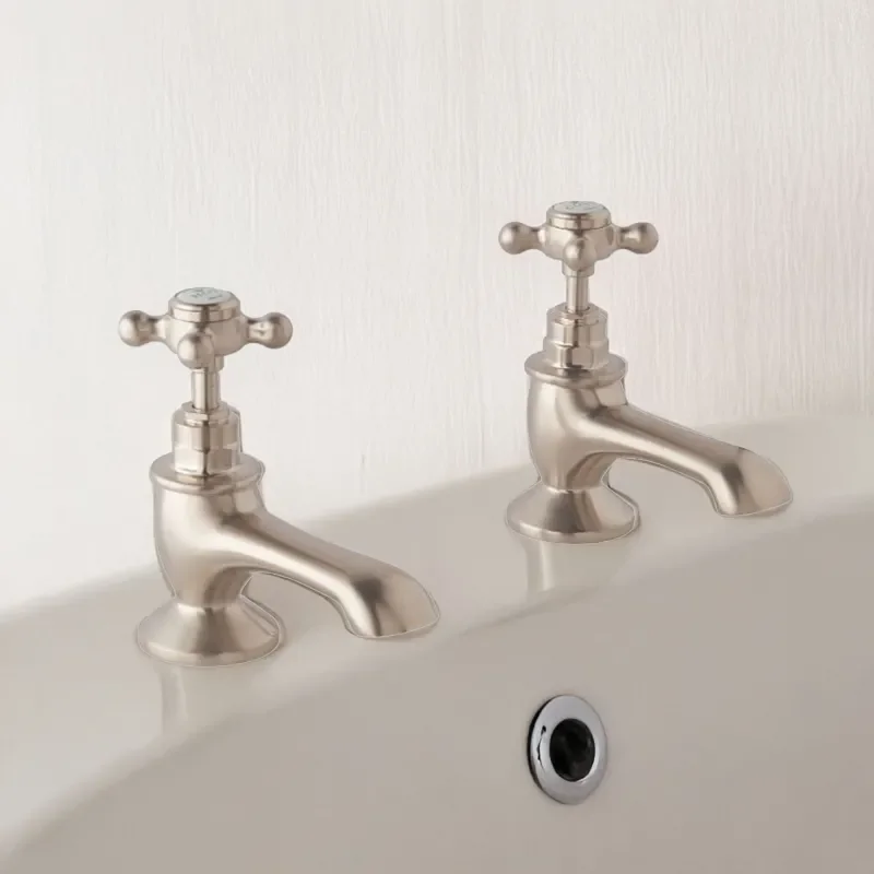 bayswater victrion brushed nickel crosshead bath pillar taps