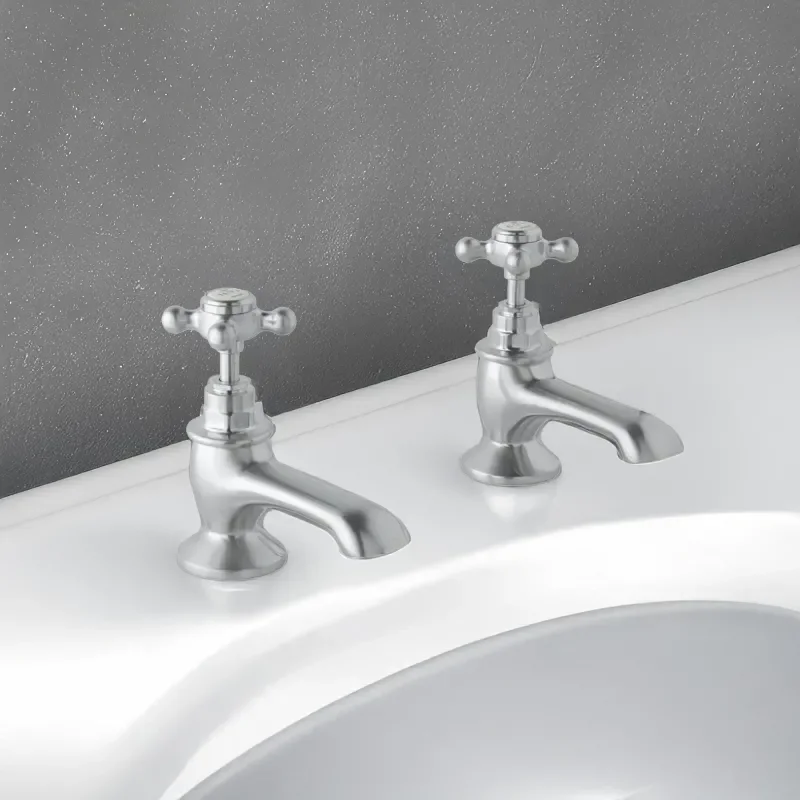 bayswater victrion brushed chrome crosshead bath pillar taps
