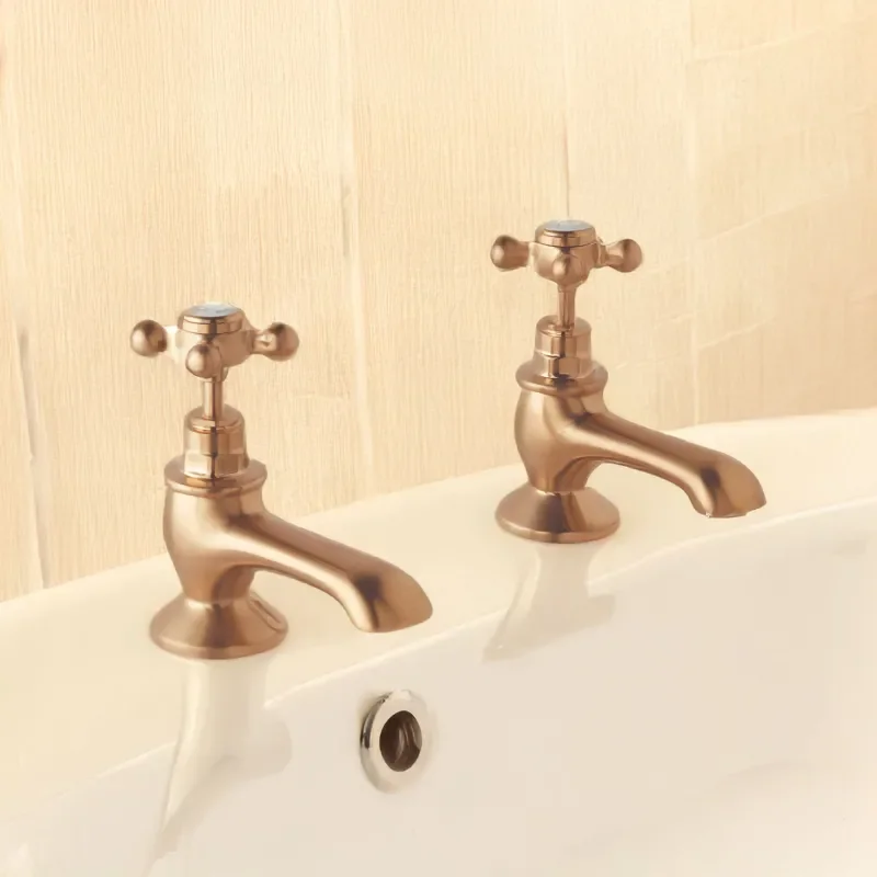 bayswater victrion brushed copper crosshead bath pillar taps