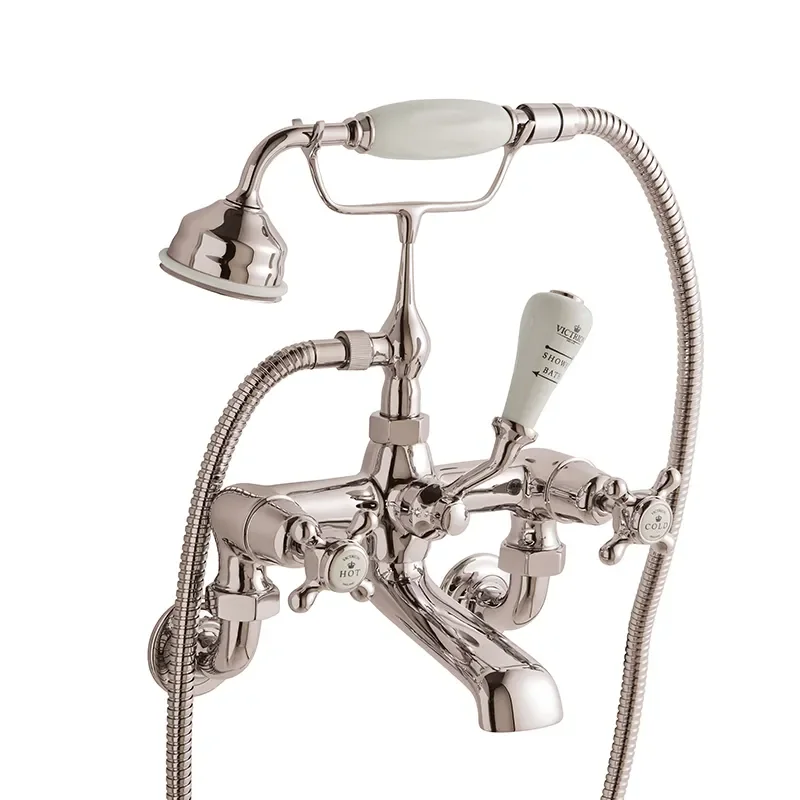 BC Designs victrion nickel crosshead wall mounted bath shower mixer tap