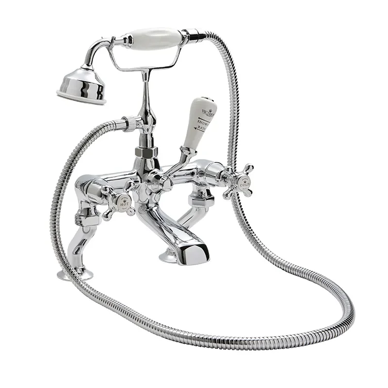BC Designs victrion chrome crosshead deck mounted bath shower mixer tap