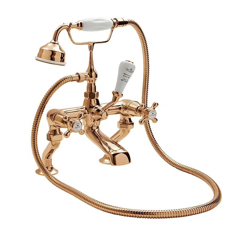 BC Designs victrion copper crosshead deck mounted bath shower mixer tap