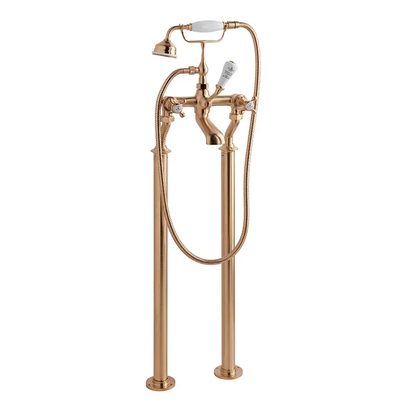 BC Designs victrion brushed copper crosshead deck mounted bath shower mixer tap
