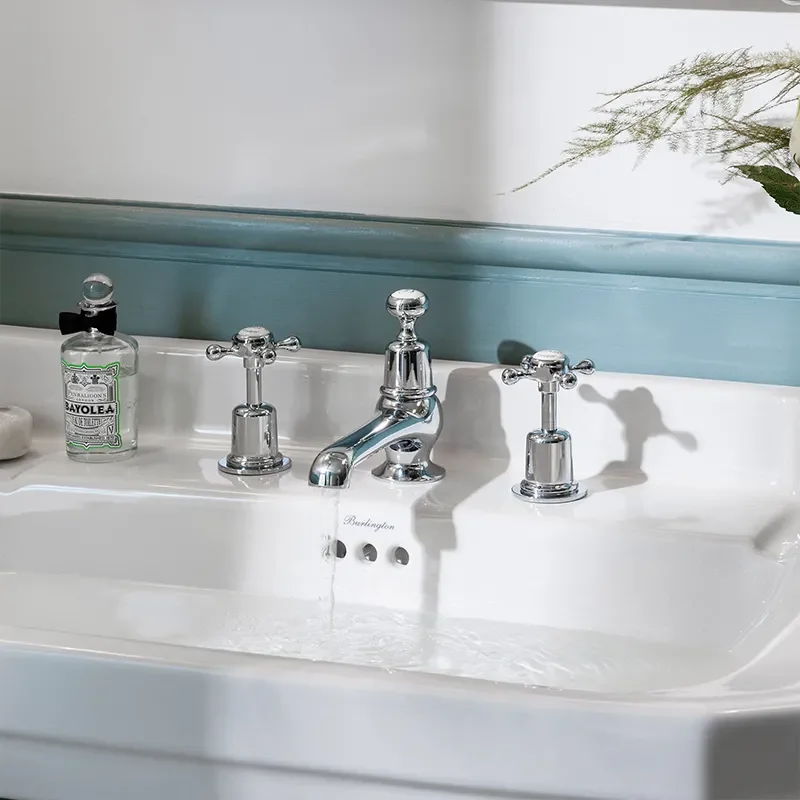 BC Designs victrion chrome crosshead three hole basin mixer tap