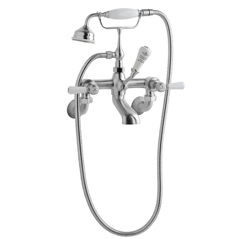 BC Designs victrion brushed chrome lever wall mounted bath shower mixer tap