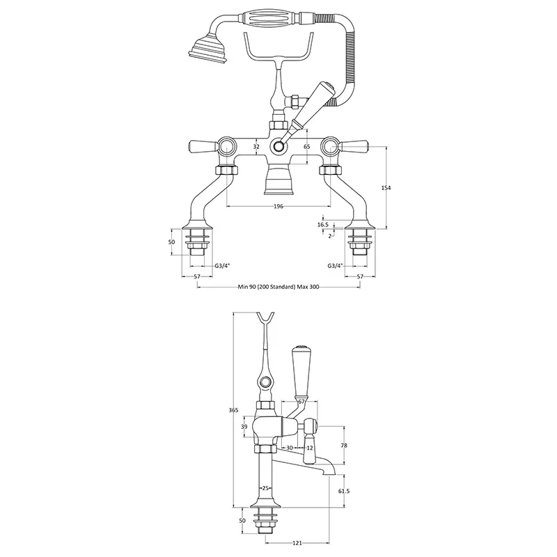 bayswater victrion chrome lever deck mounted bath shower mixer tap