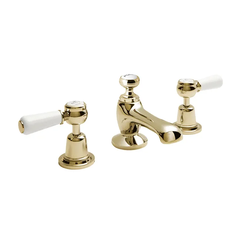 BC Designs victrion gold lever three hole basin mixer tap