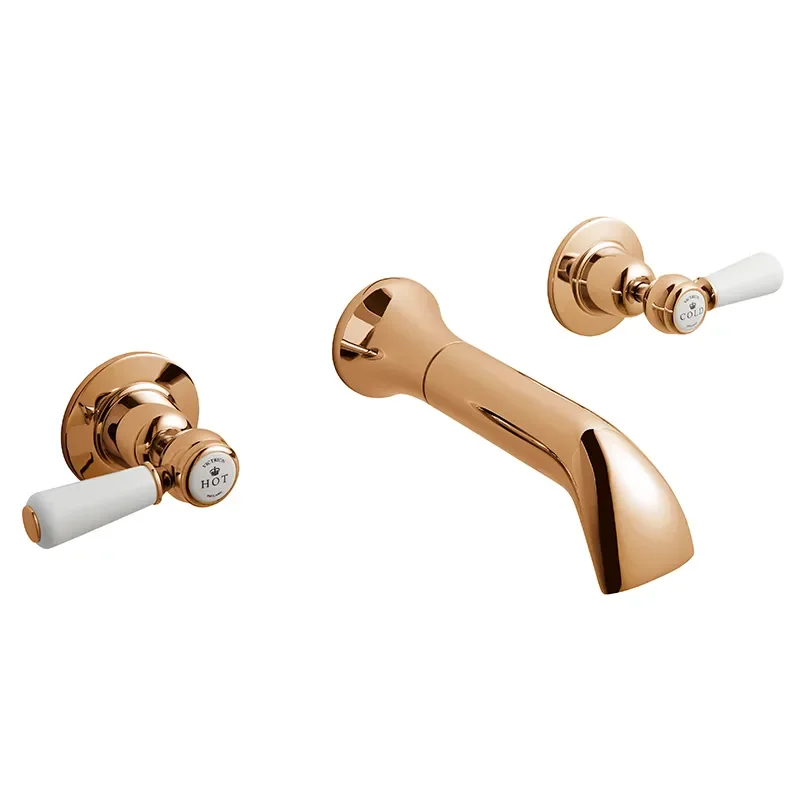 BC Designs victrion copper lever three hole wall bath filler tap with spout