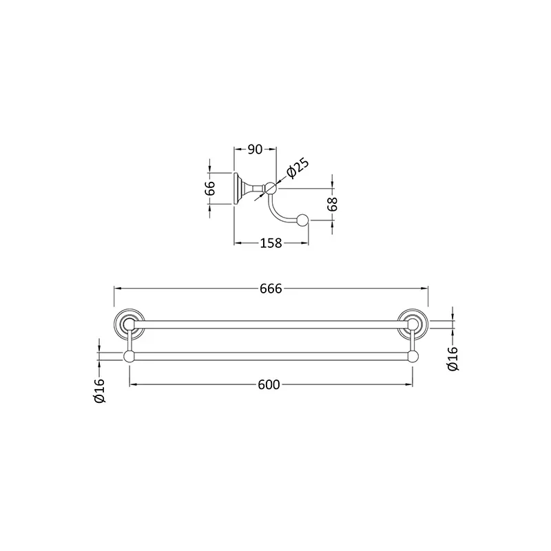 bayswater victrion chrome double towel rail