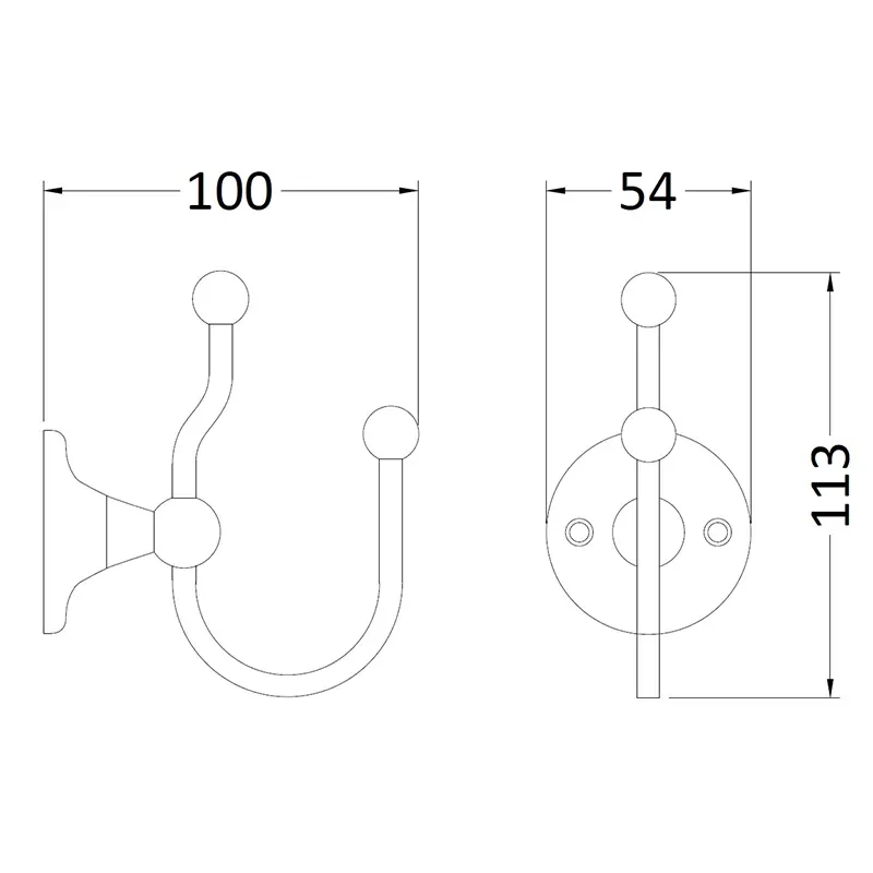 bayswater victrion chrome double robe hook