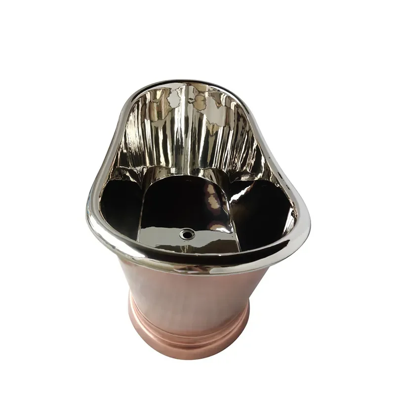 bc designs 1500 copper boat bath with inner nickel & outer antique copper